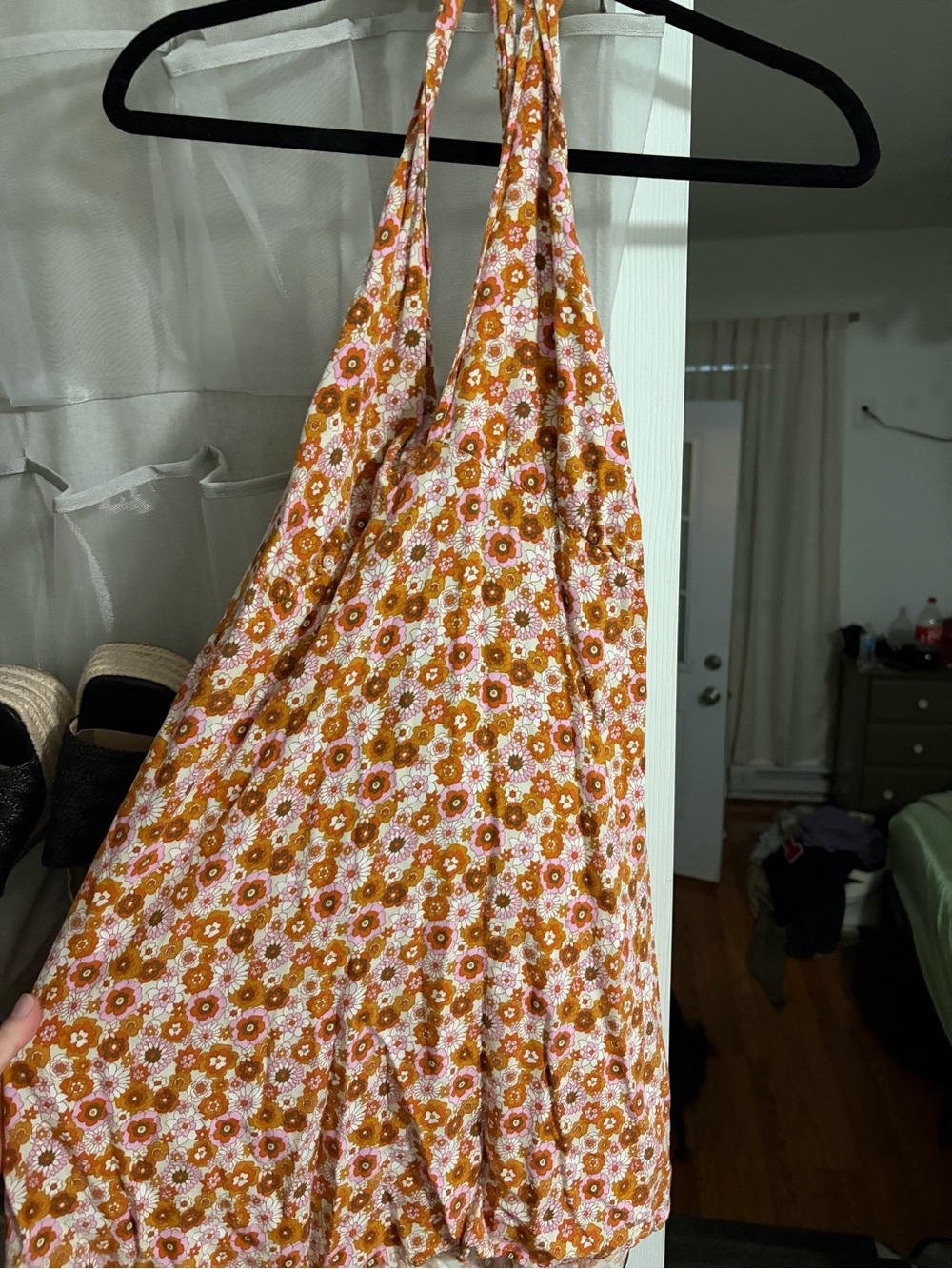 Floral Halter Sundress in Pink and Brown